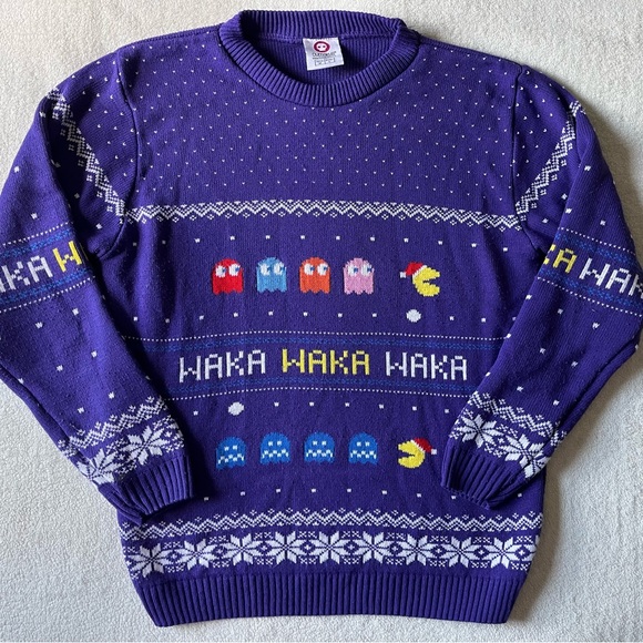 Pacman Christmas Sweater, Fair Isle Purple. Men’s Size Medium. Numskull - Picture 1 of 8